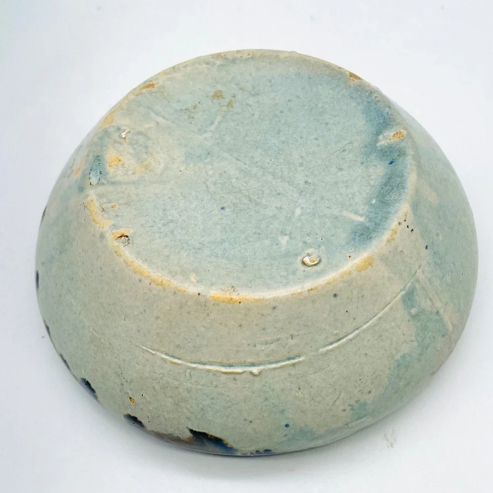 American Art Pottery Bowl Small Blue‎ Drip Glaze Stoneware 5.25in Catchall Dish
